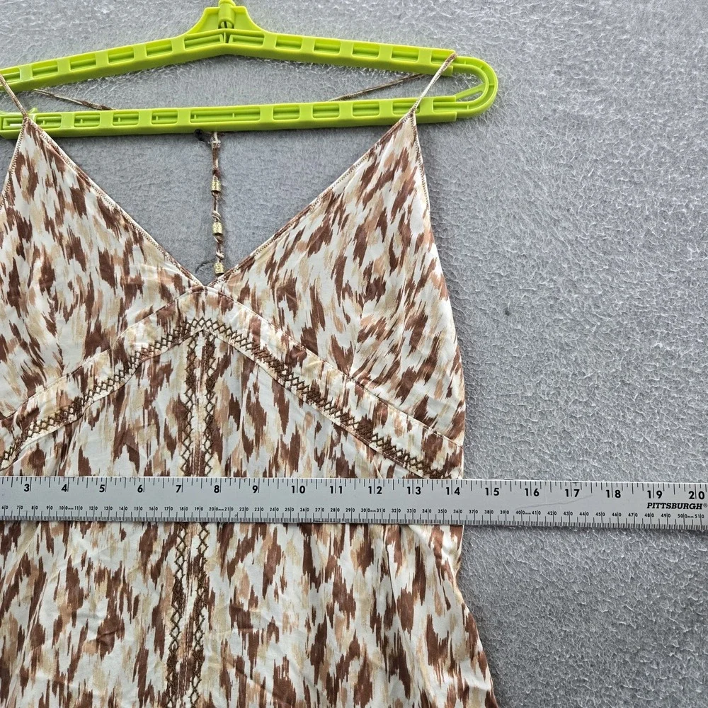 Aerie Women Dress L Brown Geometric Maxi Sundress Cottagecore Strap Sleeveless - Picture 4 of 11